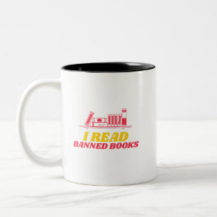 Caneca De Café Em Dois Tons Leio Livros Banidos