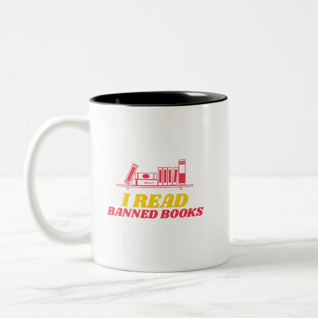 Caneca De Café Em Dois Tons Leio Livros Banidos (Esquerda)