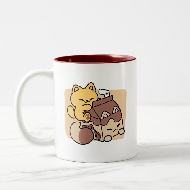Caneca De Café Em Dois Tons Leite de Chocolate Bebendo Felicidade – Comida de  (Esquerda)