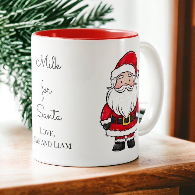 Caneca De Café Em Dois Tons Leite para Papais noeis na véspera de Natal (Criador carregado)