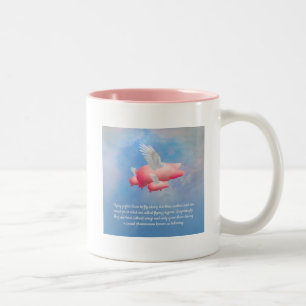 Caneca De Café Em Dois Tons Leitões Voadores Voando Com A Mãe