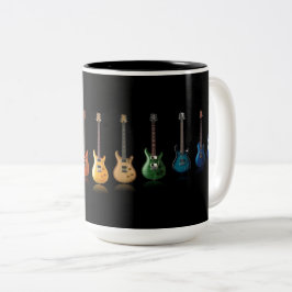 Caneca De Café Em Dois Tons Leitor Colorido De Violão Musical Lover Mug