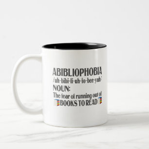 Caneca De Café Em Dois Tons Leitor de Livros de Definição de Abibliofobia