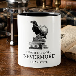 Caneca De Café Em Dois Tons Leitor Gótico Quoth The Raven Nevermore Literário