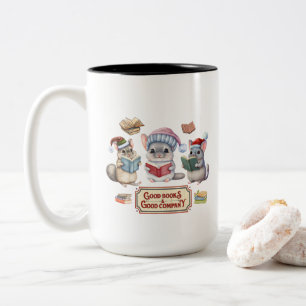 Caneca De Café Em Dois Tons Leitura de livros Mug