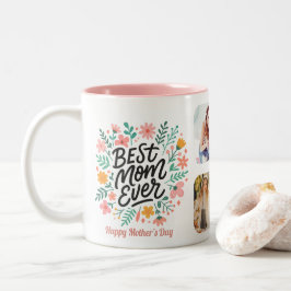 Caneca De Café Em Dois Tons Lembrança Colorida Floral Melhor Mãe do Mundo em G