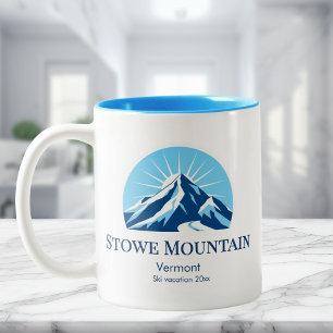 Caneca De Café Em Dois Tons Lembrança da estação de esqui Stowe Mountain Vermo