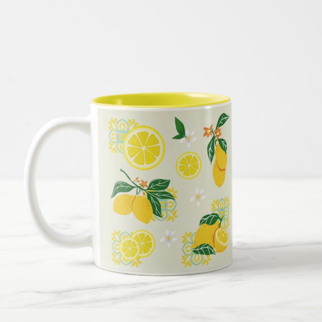 Caneca De Café Em Dois Tons Lemon Floral (Esquerda)