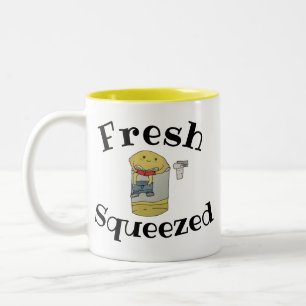 Caneca De Café Em Dois Tons Lêmon Limonada Cartoon de Fruta fresco espremido