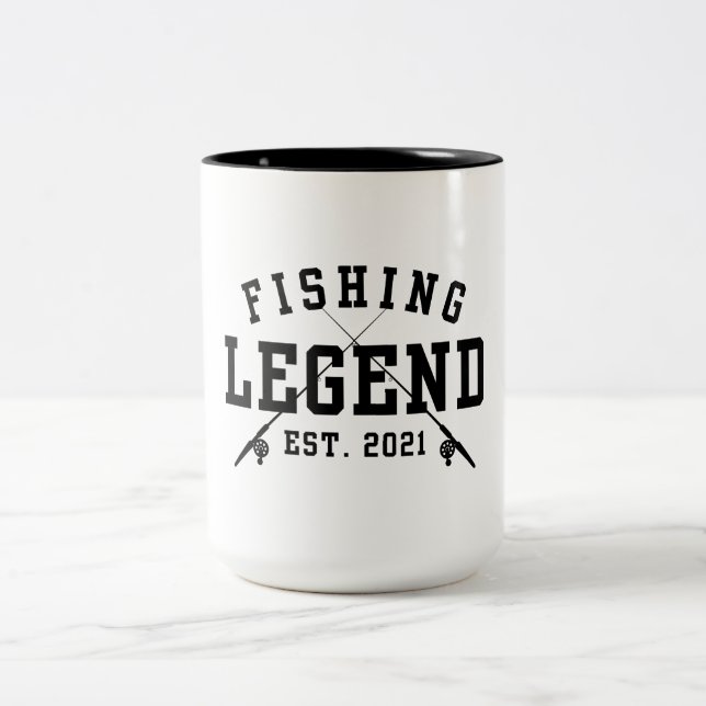 Caneca De Café Em Dois Tons Lenda da Pesca Estabelecida 2021 (Centro)