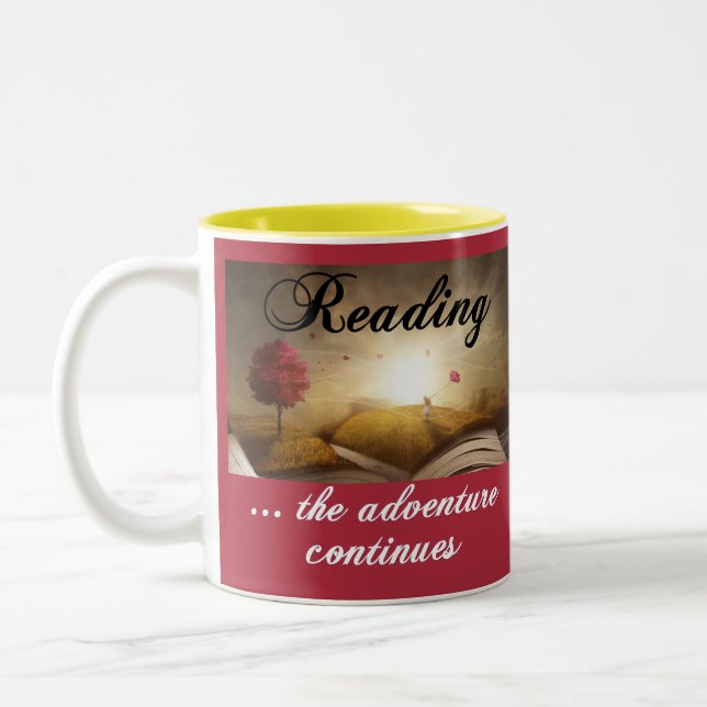 Caneca De Café Em Dois Tons Lendo, a aventura continua (Esquerda)