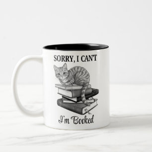 Caneca De Café Em Dois Tons Lendo Gato Estou Reservado Preto e Branco