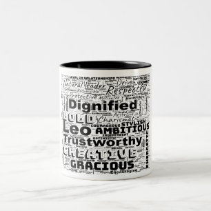 Caneca De Café Em Dois Tons Leo Zodiac Word Cloud Inspiration Mug