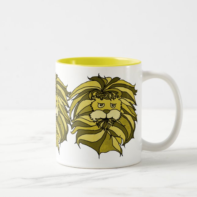 Caneca De Café Em Dois Tons Leões no amarelo (Direita)