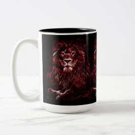 Caneca De Café Em Dois Tons Leões vermelhos majestosos