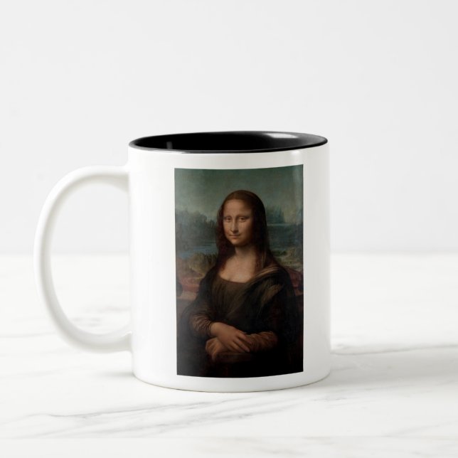 Caneca De Café Em Dois Tons Leonardo da Vinci Mona Lisa Clássico (Esquerda)