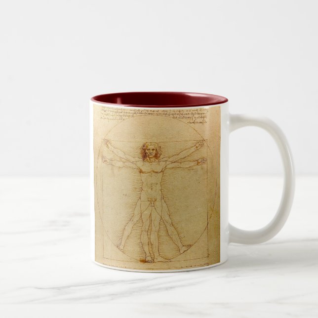 Caneca De Café Em Dois Tons Leonardo da Vinci , Vitruvian Man (Direita)