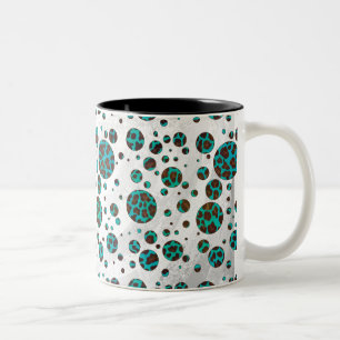 Caneca De Café Em Dois Tons Leopard Brown e Teal PrintPolka Pontos