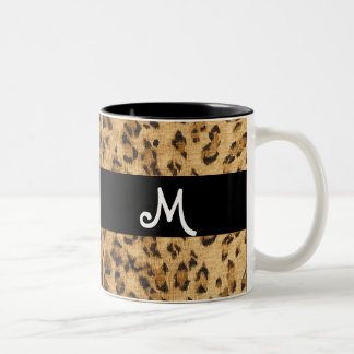 Caneca De Café Em Dois Tons Leopard Imprimir as iniciais do monograma M Copo d