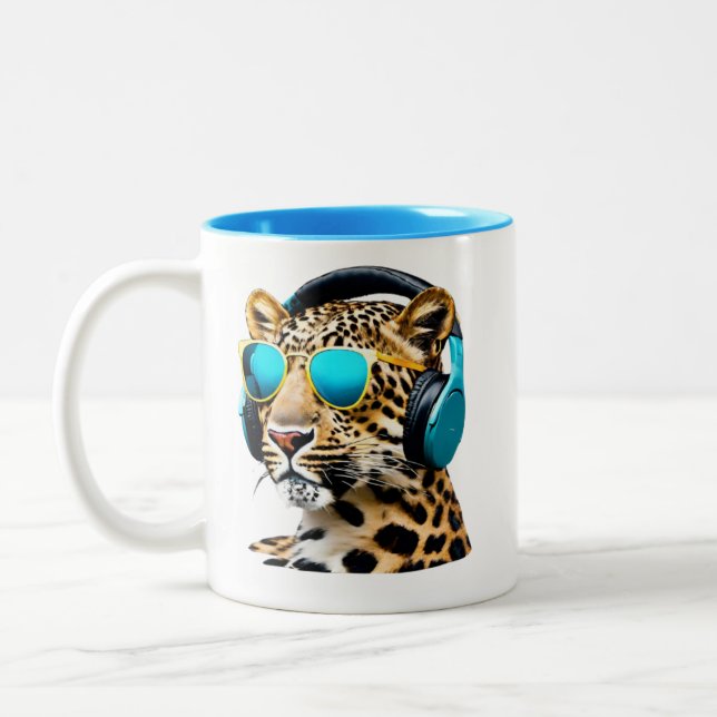 Caneca De Café Em Dois Tons Leopard Jammin" (Esquerda)