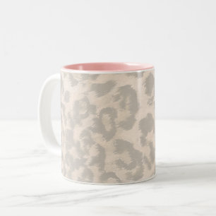 Caneca De Café Em Dois Tons Leopardo bege.