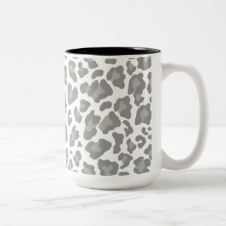 Caneca De Café Em Dois Tons Leopardo Imprime Branco e Cinzas