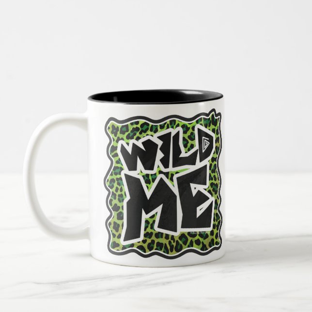 Caneca De Café Em Dois Tons Leopardo Negro e Impressão Verde (Esquerda)
