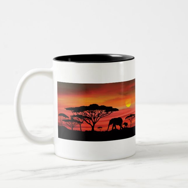 Caneca De Café Em Dois Tons LEPHANT E Serengeti Sunset (Esquerda)