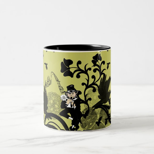 Caneca De Café Em Dois Tons Leprechaun em preto (Centro)
