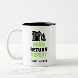 Caneca De Café Em Dois Tons Ler devoluções Repetições de Livros de Biblioteca
