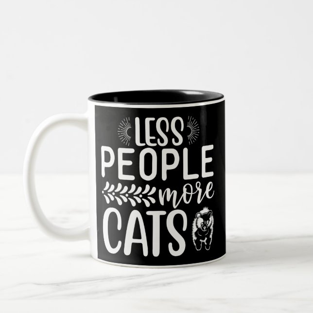 Caneca De Café Em Dois Tons Less People, More Cats (Esquerda)