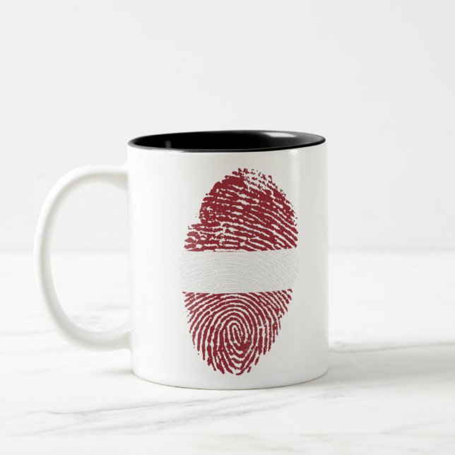 Caneca De Café Em Dois Tons Letônia Sinalizador Impressão Digital Identidade d (Esquerda)