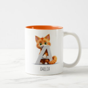 Caneca De Café Em Dois Tons Letra A Cat Alphabet Coffee Mug