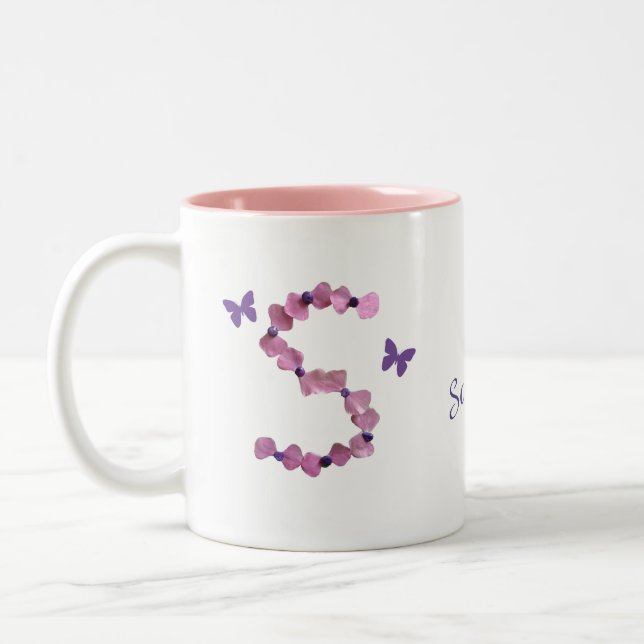 Caneca De Café Em Dois Tons Letra feminina rosa feminina S Monograma (Esquerda)