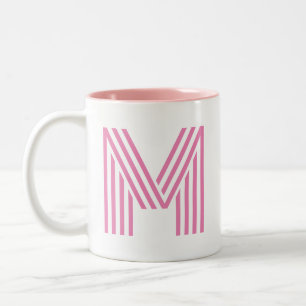 Caneca De Café Em Dois Tons Letra inicial rosa/ Monograma
