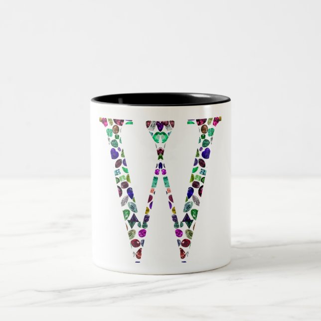 Caneca De Café Em Dois Tons Letra inicial W Gemstone Design (Centro)