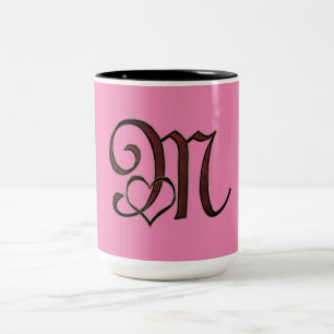 Caneca De Café Em Dois Tons letra M