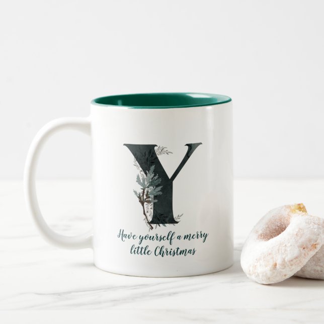 Caneca De Café Em Dois Tons Letra Natal Z Alphabet Coffee Mug (Com Donut)