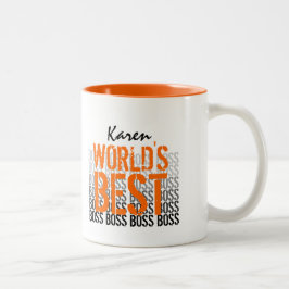 Caneca De Café Em Dois Tons Letra Orange 012, o melhor chefe do mundo