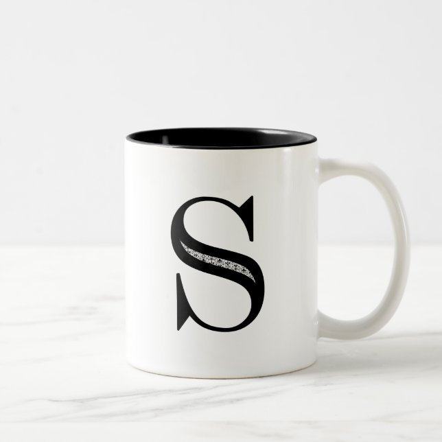 Caneca De Café Em Dois Tons Letra S do damasco - preto (Direita)