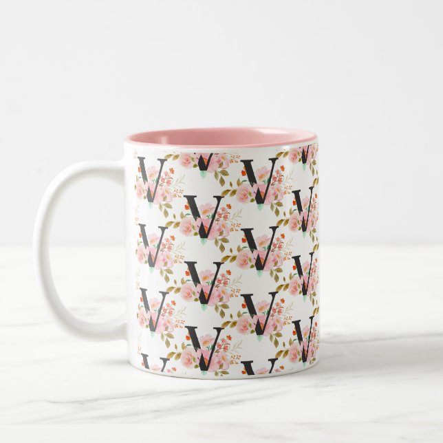 Caneca De Café Em Dois Tons Letra V (Esquerda)
