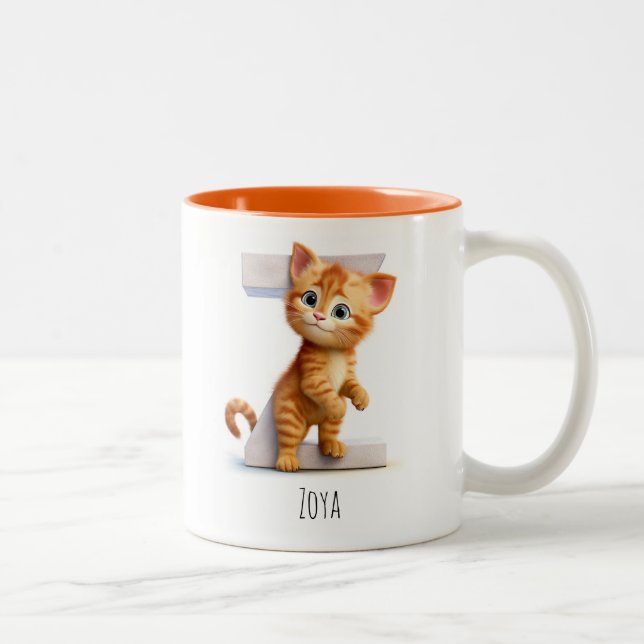 Caneca De Café Em Dois Tons Letra Z Cat Alphabet Monograma Café Mug (Direita)