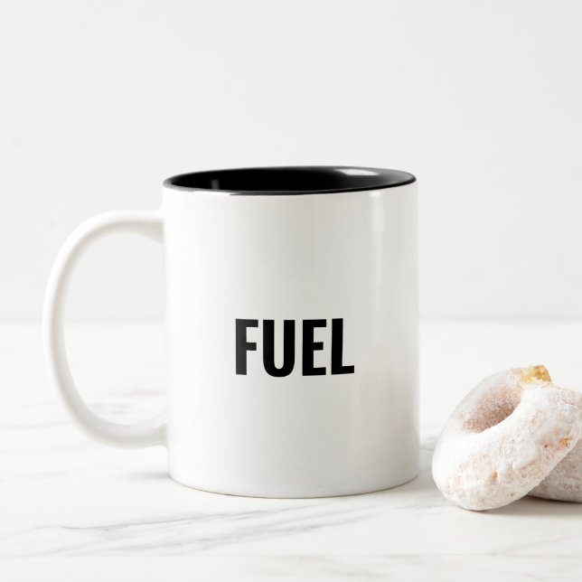 Caneca De Café Em Dois Tons Letras pretas a combustível branco (Com Donut)