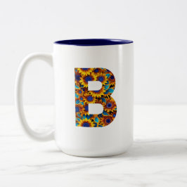 Caneca De Café Em Dois Tons Letter B with sunflowers mug
