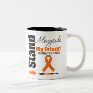 Caneca De Café Em Dois Tons Leucemia que eu estou ao lado de meu amigo