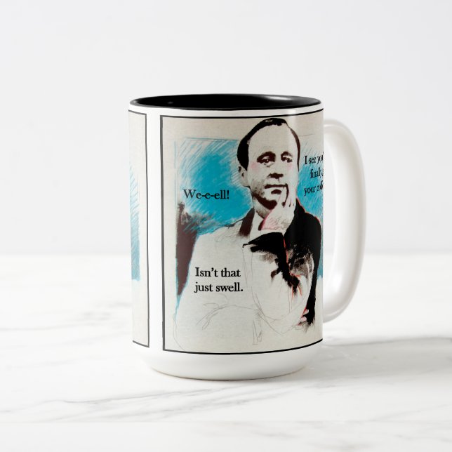 Caneca De Café Em Dois Tons Levantado acima no café (Frente Esquerda)