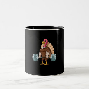 Caneca De Café Em Dois Tons Levantamento de Peso da Turquia - Dia de Ação de