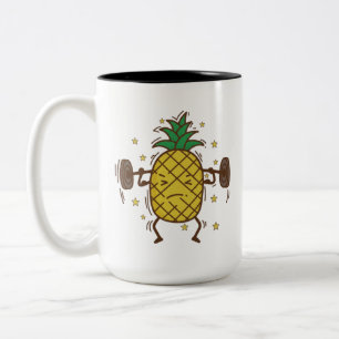Caneca De Café Em Dois Tons Levantamento de Peso de Abacaxi Feminino, abacaxi