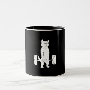 Caneca De Café Em Dois Tons Levantamento De Peso De Gatos E Giro
