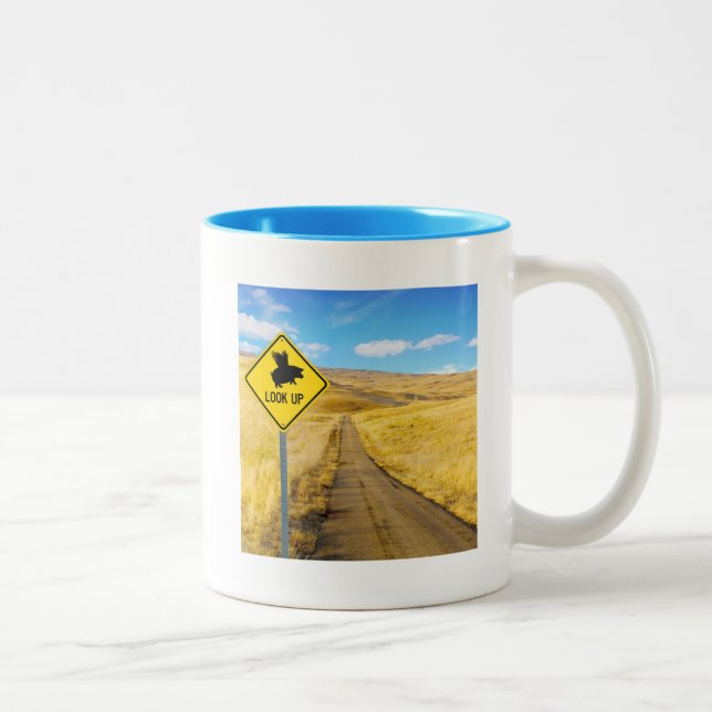 Caneca De Café Em Dois Tons Levante Os Olhos Para Os Suínos. (Direita)
